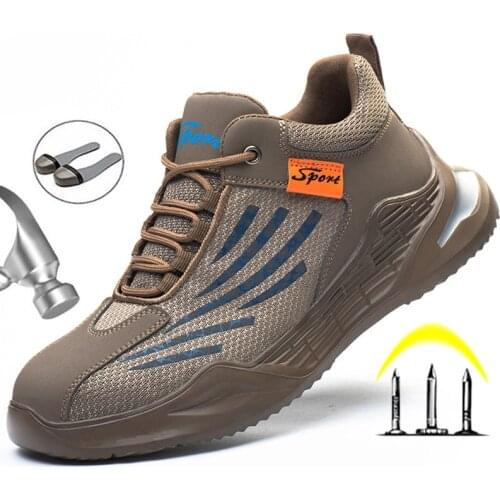 Men Safety Shoes Boots Steel Toe Puncture-Proof Work Sneakers Breathable Boots Men Shoes Indestructible Work Safety Boots Men
