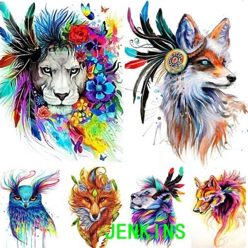 5D DIY Diamond Painting Set Colorful Animal Lion Fox Cross Stitch Full Diamond Embroidery Mosaic Art Picture Rhinestones Decor