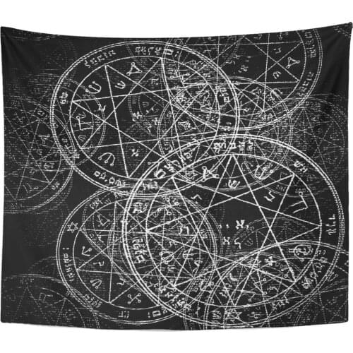 Sacred Geometry Wavy Effect Jupiter Pentacle Solomon Wisdom Pattern Home Decor Tapestry Wall Hanging for Living Room Bedroom