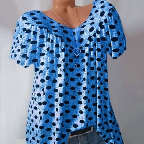 Oversized Fashion Dot Print Womens T-Shirt Top Summer Casual Loose Oversized Short Tees Sleeve T-shirt Womens Versatile