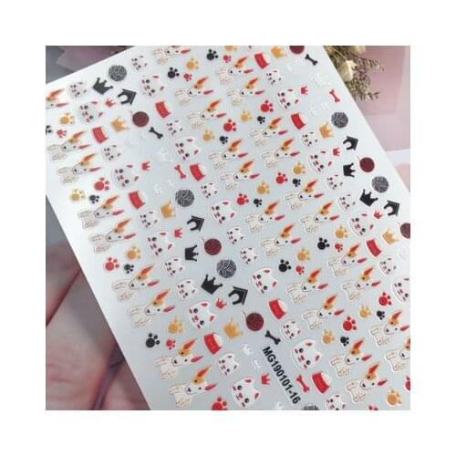 2020 New Japanese Style Hot Selling Fashion Traceless Back Adhesive Nail Stickers Lovely Cat Nail Decals Nail Art Beauty Care