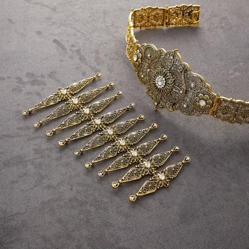 2021 March new design women belt chain metal waistband jewelry long adjustable length wedding caftan dress belt with breastplate