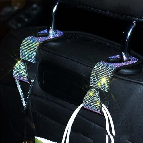 New Car Rear Seat Hook Multifunction Car Back Seat Hook Shiny Bling Crystal Handbag Headrest Hanger Car Accessories