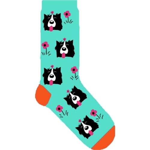 ORIGINAL women border collie socks cute socks crazy with dog happy puppy graphic cotton sox fun socks creative gift 50 pair/lot