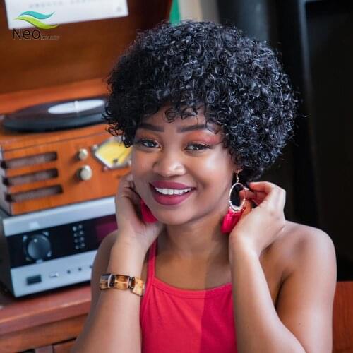 Pixie Cut Kinky Curly Human Hair Wig No Lace Short Wigs For Women Soft Remy Curly Short Human Hair Bob Wig Human Hair Wigs