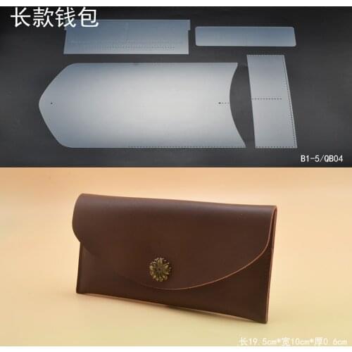 DIY women leather craft wallet bag PVC template card holder purse sewing