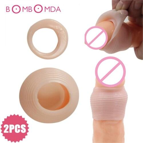 2PCS Silicone Foreskin Correction Ring Foreskin Sleeve Glans Penis Rings Cockring Ejaculation Delay Adult Sex Toys for Men Male