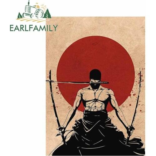 EARLFAMILY 13cm x 9.4cm for One Piece Zoro Window Car Stickers Waterproof Decal Scratch-proof Decals Air Conditioner Decor
