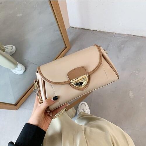 Contrast Color PU Leather Small Crossbody Bags for Women 2020 Winter Simple Hand Bag Womens Trend Branded Handbags and Purses
