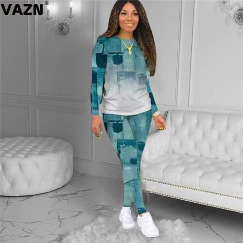 VAZN 2020 New Full Sleeve O-Neck Women Casual Gym Sport Fitness Fashion Set Holiday Women Young Energetic Set