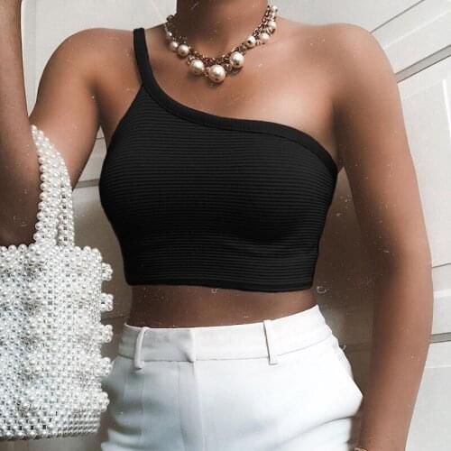 Women Sexy Camisoles New One Shoulder Slim Casual Tops Wear Female Vest Summer Sleeveless Tank Tops Femme