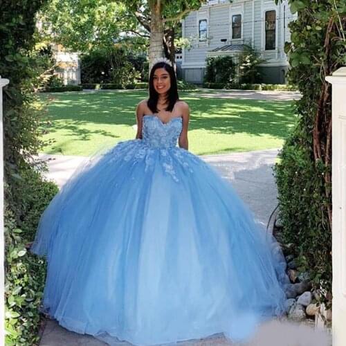 Sweetheart Tulle Ball Gown Quinceanera Dresses 2021 Classic Flower Pearls Vestidos De 15 Años Formal Vestido Dress Floor-Length