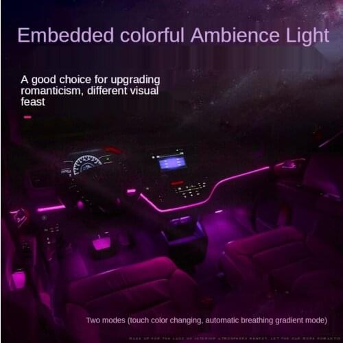 Sound Active EL Neon Wire Strip Light Bluetooth APP Remote Control LED Backlight Auto Center Console Door Decorative Lamp