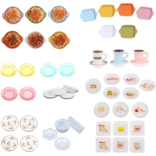 1/6 1/12 Dollhouse Miniature Dish Plate Home Decor Doll House Pretend Play Kitchen Cooking Toy Set Accessories 1/2/3/4/33pcs/set