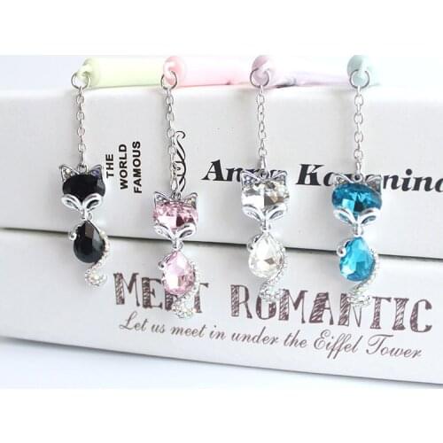 40 pcs/lot Creative Diamond Fox Pendant Gel Pen Cute 0.5 mm black Ink signature Pens Promotional Gift Stationery School Supplies
