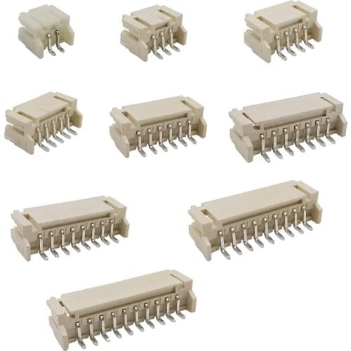 50Pcs PH2.0MM Folded Horizontal Patch Socket 2-8Pin Connector PH2mm SMT pin Connector Socket Terminals Pin Horizontal connector