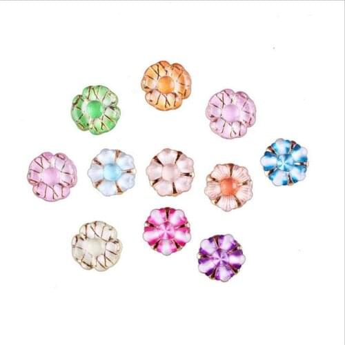 50pcs/lot creative acrylic flower beads connectors for diy phone case plaste button garment jewelry making accessories material