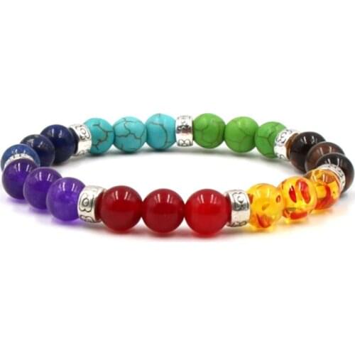 8mm rg423 mulitcolor rainbow elastic Lava Natural Stone Beads agate Onyx Bracelet Buddha turquoise lapis lazuli Jewelry Fashion