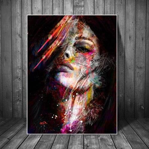 Abstract woman face graffiti street art diamond painting for living room bedroom decoration rhinestone mosaic art wall decoratio