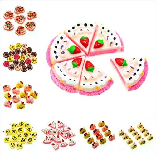 Free Shipping-10PCS Resin Simulated Sweet Cake Miniatures|Prentend Play Miniatures
