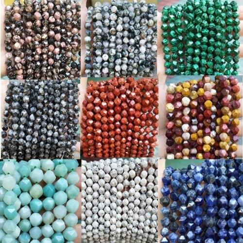 Natural Faceted Beads Polygonal Round Beads For Jewelry Making 15" Strand DIY Accessorries Beads For Bracelet 6mm 8mm 10mm