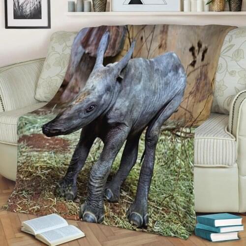 Baby Rhino Flannel Throw Blanket 3D Printed Keep Warm Sofa Child Blanket Home Decor Textiles Dream Family Gift