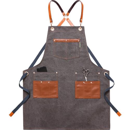 Apron Work Denim Barber Milk Tea Shop Baking Floral Restaurant Overalls Men and Women