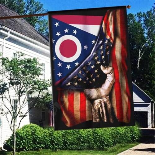 Ohio America Flag 3D Full Printing Garden Flags Hanging House Decoration