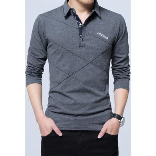 New spring and summer mens mens T-shirt long-sleeved business casual solid color cotton T-shirt large size
