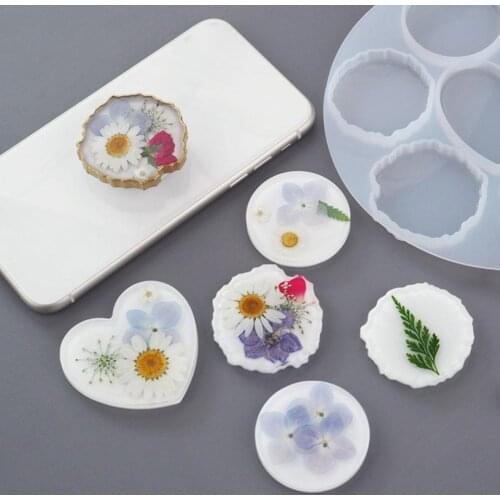 DIY Crystal Epoxy Resin Mold Airbag Mobile Phone Bracket Irregular Marble Round Silicone Mold For Resin