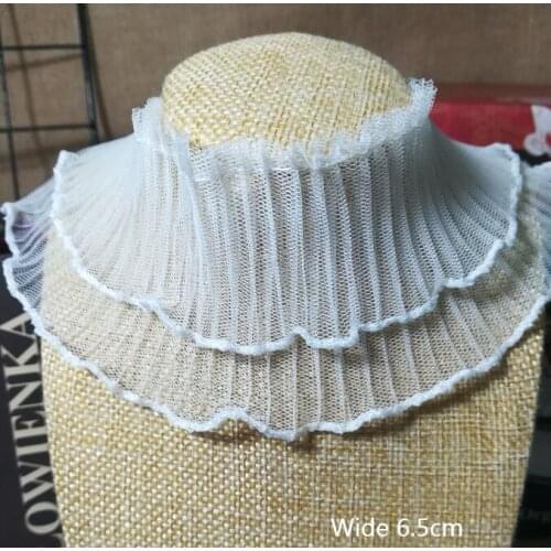 1Yards 91cm Sewing Mesh Lace Fabric 6.5cm Elastic Ribbom Curtain Guipure Lace Trim Collar DIY Sewing White Laces Trimmings KQ1