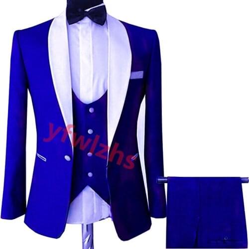 New Arrival One Button Groomsmen Shawl Lapel Groom Tuxedos Men Suits Wedding/Prom Best Blazer ( Jacket+Pants+Vest+Tie) C272