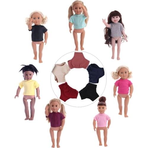 LUCKDOLLSolid Color Doll Shirt And Panties Fit 18Inch American 43cm BabyDoll Clothes Accessories,Girls Toys,Generation,Birthday