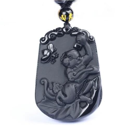Natural Obsidian Zodiac Monkey Monkey Mascot Male Female Pendant o5