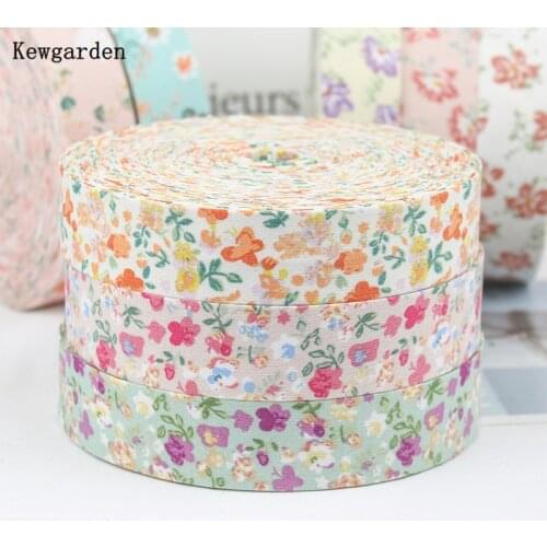 Kewgarden Floral Fabric Layering Cloth Ribbon 1" 3/8" 10mm 25mm DIY Bow-tie Hair Accessories Handmade Tape Webbing 10 Meters
