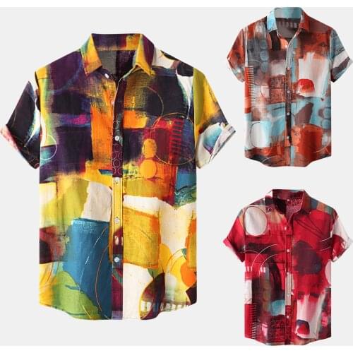 High Quality Mens Shirt Color Contrast Stripe Shirt Short Sleeve Turn-down Collar Shirt Daily Comfy Fashion Casual Shirt Рубашка