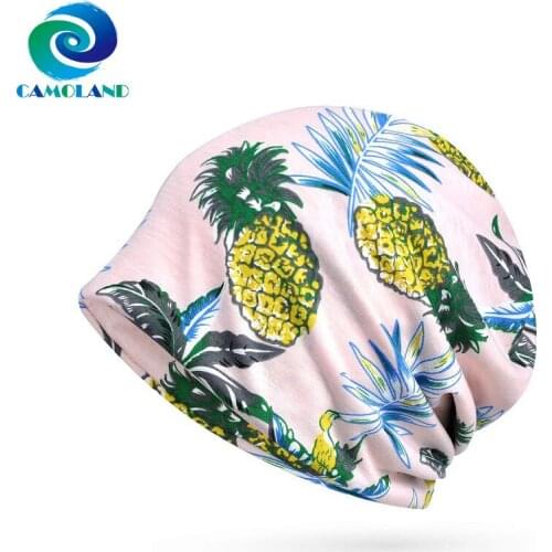 CAMOLAND Summer Double Use Skullies Beanies For Women Men Fruit Pattern Beach Hedging Caps Casual Outdoor Knitted Bonnet Hats