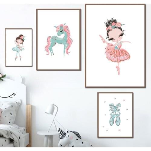 Cartoon Dance Girl Wall Art Canvas Lovely Pony Posters Baby Nursery Prints Painting Nordic Kids Decoration Pictures