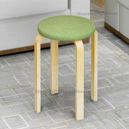 Solid Wood Stool Household Adult Small Bench Stool Living Room Dining Table Stool Creative Low Stool Makeup Stool Dining Stool S
