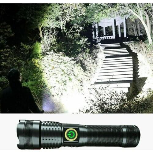 LED Aluminum Alloy Flashlight High Power Super Bright Zoom Torch Portable USB Rechargeable Waterproof Night Outdoor Flashlight