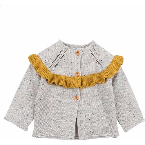 Newborn Baby Girl Sweater Spring Ruffle Princess Knitted Baby Cardigan Sweater For Girls Infant Toddler Cardigan Clothes 0-2Y