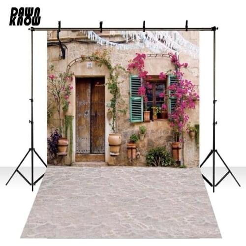 DAWNKNOW Old House Vinyl Photography Background Street View Flower Photo Backdrop Photocall Wedding photo studio Props 5235