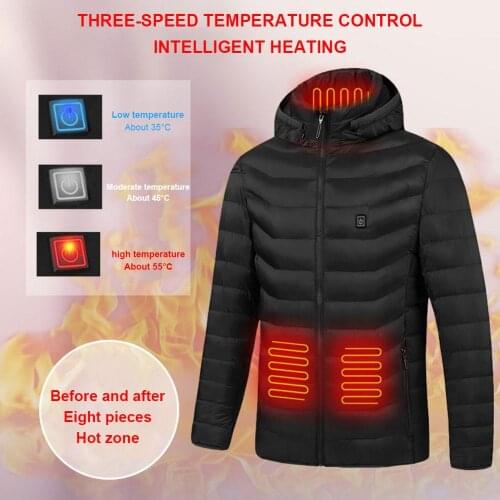 High Quality Heated Jackets Vest Down Cotton Mens Women Outdoor Coat USB Electric Heating Hooded Jackets Warm Winter