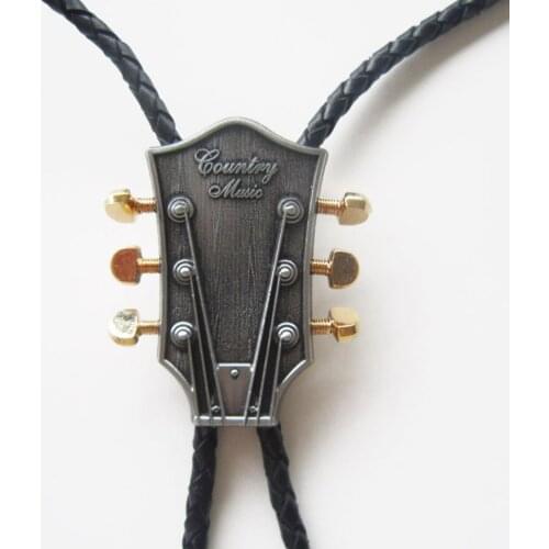 Jeansfriend Original Western Country Music Guitar Bolo Tie Neck Tie Wedding Leather Necklace also Stock in US