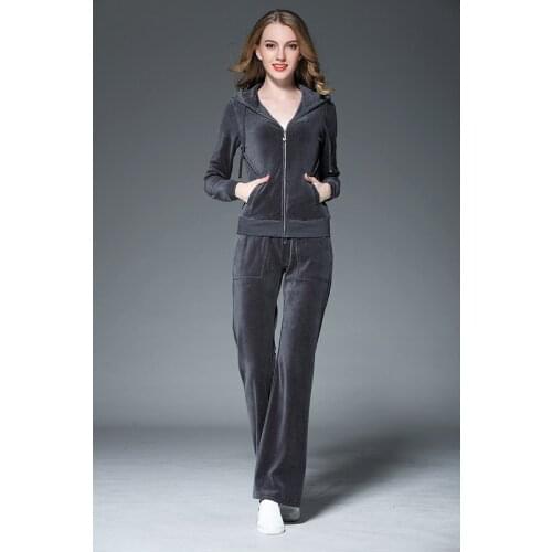 Juicy Lovers Brand Women Sporting Suits Black Blue Slim Velvet Casual Womens Tracksuits Hooded Collar Popular Sportswear suit