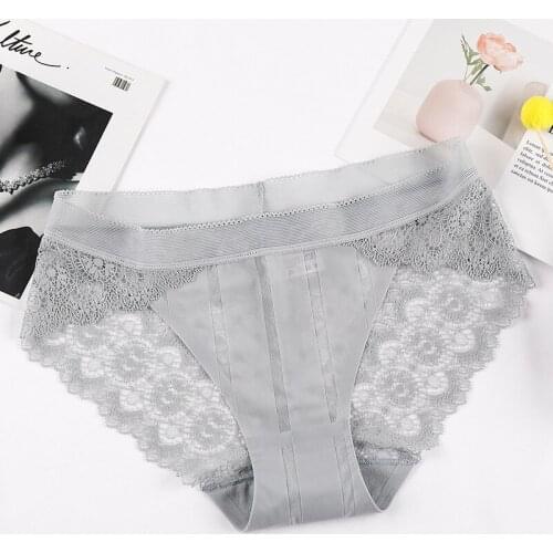 Women Underwear Lace Briefs Transparent Thin Striped Crotch Sexy Ice Silk Traceless Cotton 2020 Hot Sale 177