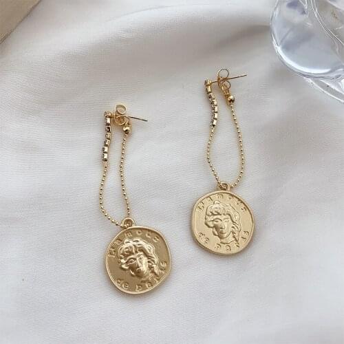 12 PCS/lot Fashion Simple Freshwater Pearl Dangle Earrings Personality Round Coin Big Drop Earrings for Women Jewelry