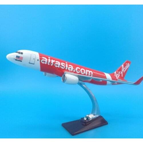 37CM Bright red Malaysia 1/200 Airbus A320-200 model Air Asia airline with base alloy resin aircraft plane decoration collection