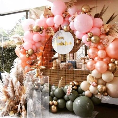 142pcs Cream Peach Macaron Pink Balloon Arch Kit Rose Gold Balloons Garland For Birthday Wedding Party Decoration Supplies