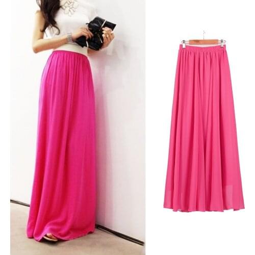 2020 Summer Maxi Two Layer Boho High Wasit Long Chiffon Saias Floor Length Women White Skirt